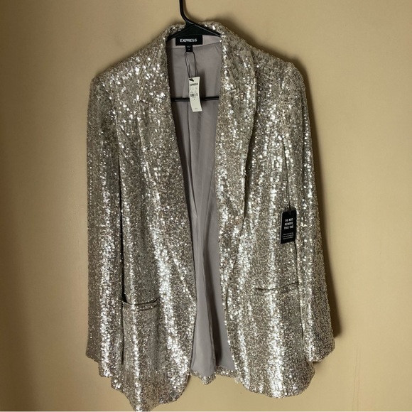 Express Women’s NWT Sequin Open Front Blazer; Size Medium - Picture 3 of 7